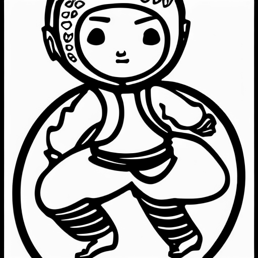 Coloring page of shaolin monk