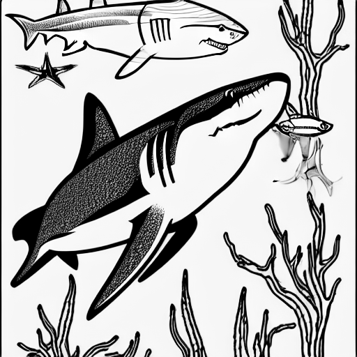 Coloring page of shark