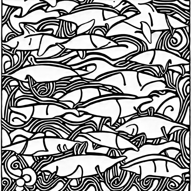Coloring page of sharks