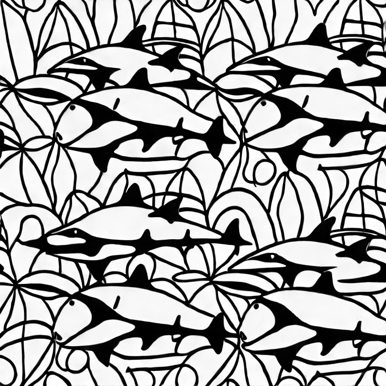 Coloring page of sharks