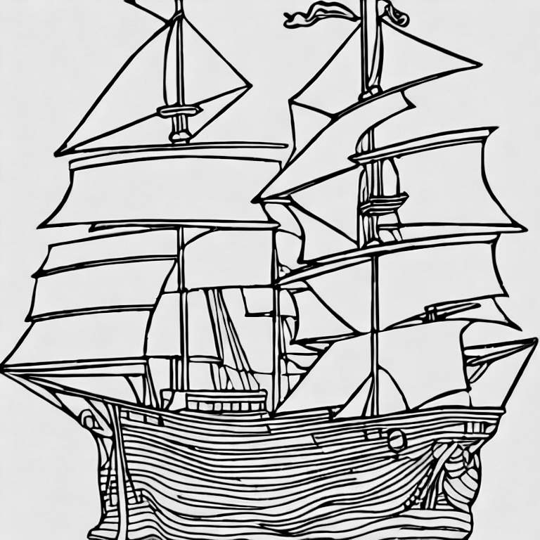 Coloring page of ship