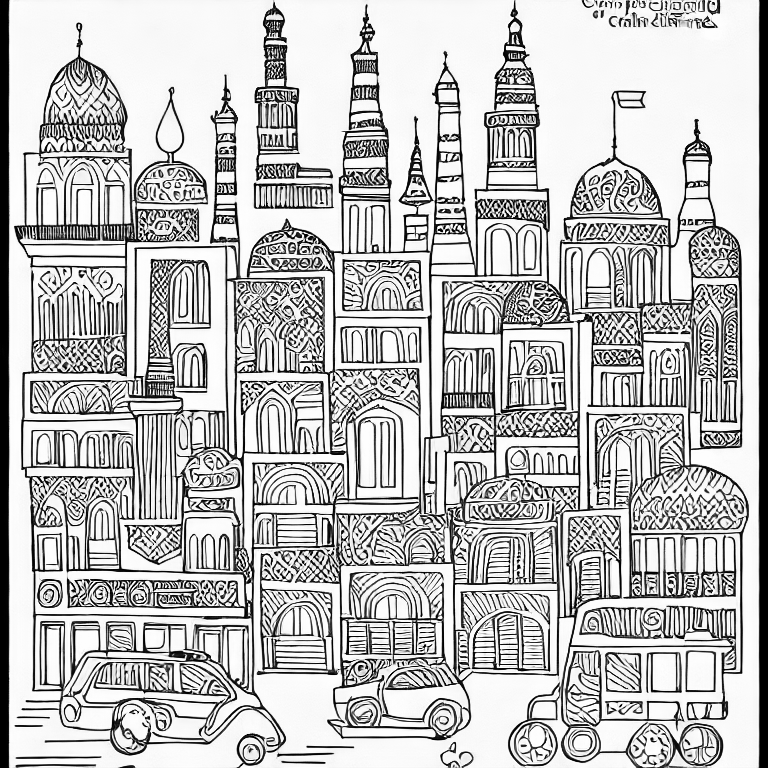 Coloring page of shiraz city