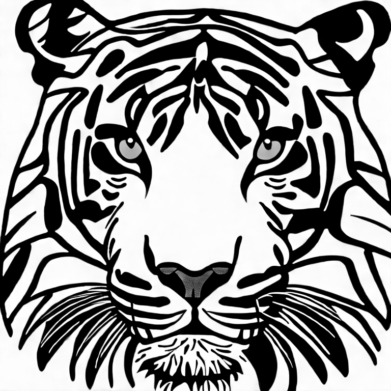 Coloring page of simple tiger