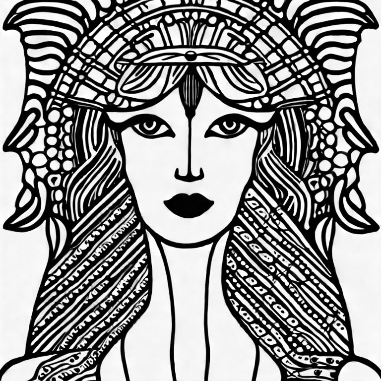 Coloring page of simulating a silhouette of a woman with fine lines