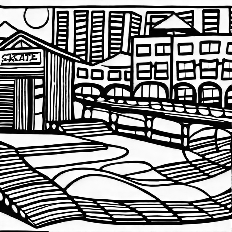 Coloring page of skate park
