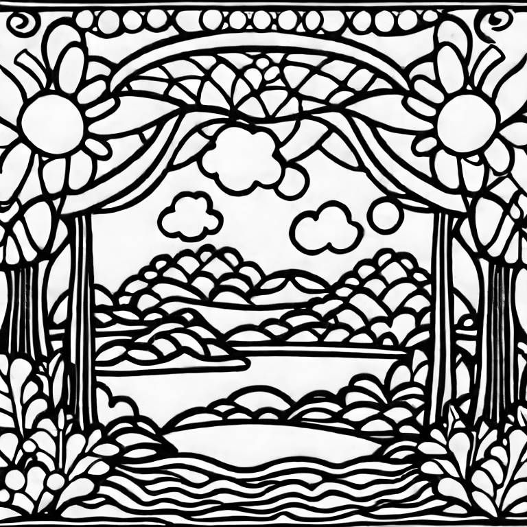 Coloring page of sky and sea