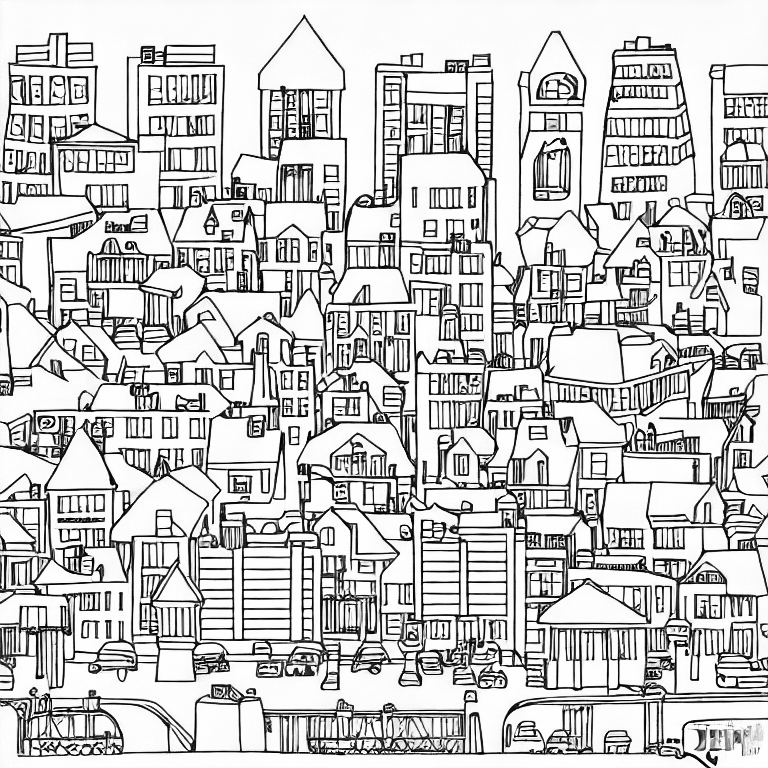 Coloring page of small city