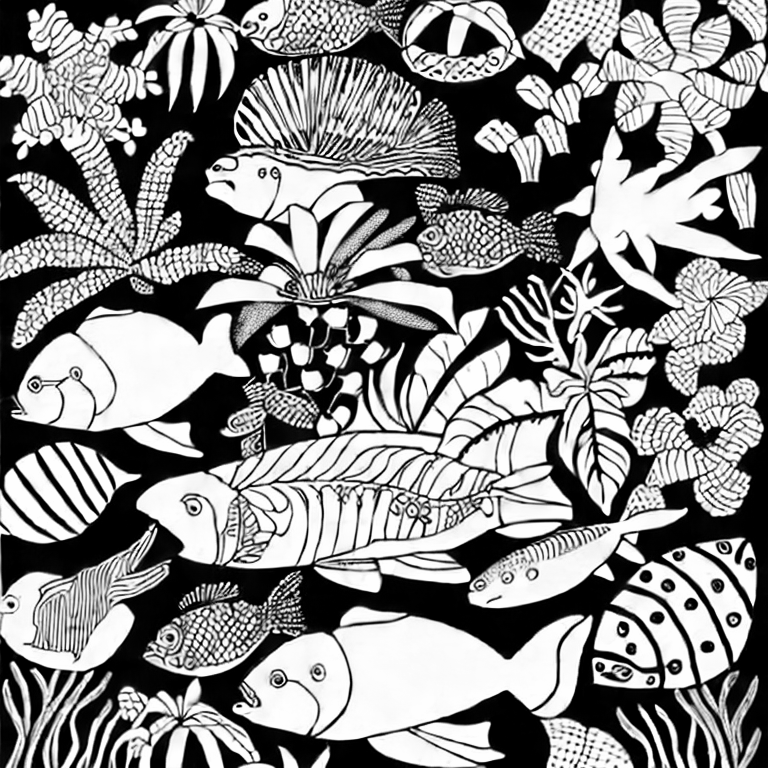 Coloring page of snorkeling hawaii