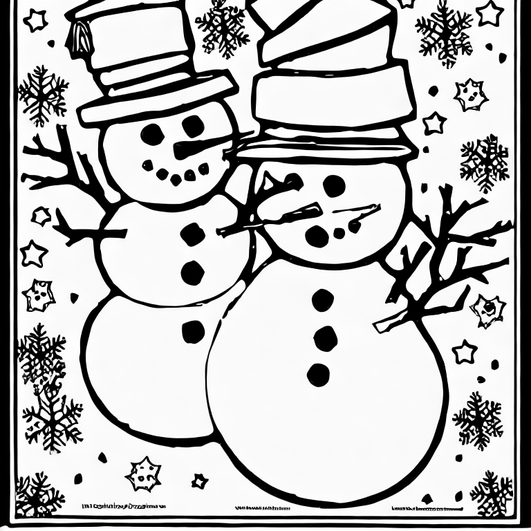 Coloring page of snowman