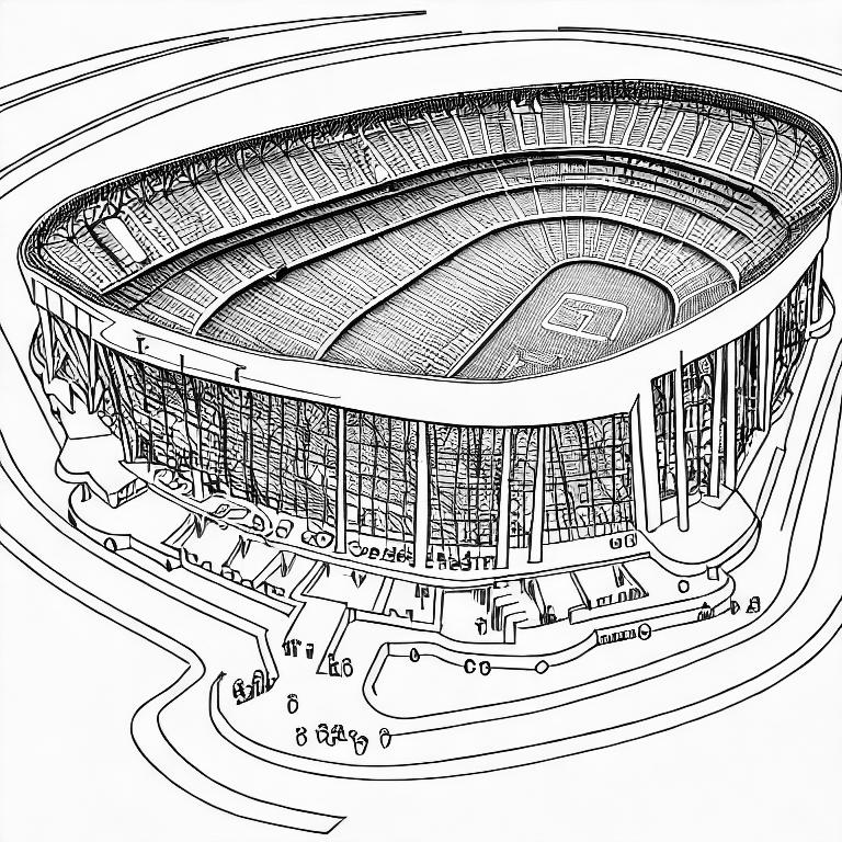Coloring page of soccer stadium