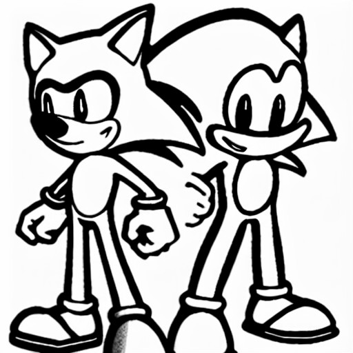 Coloring page of sonic and mario and treguard
