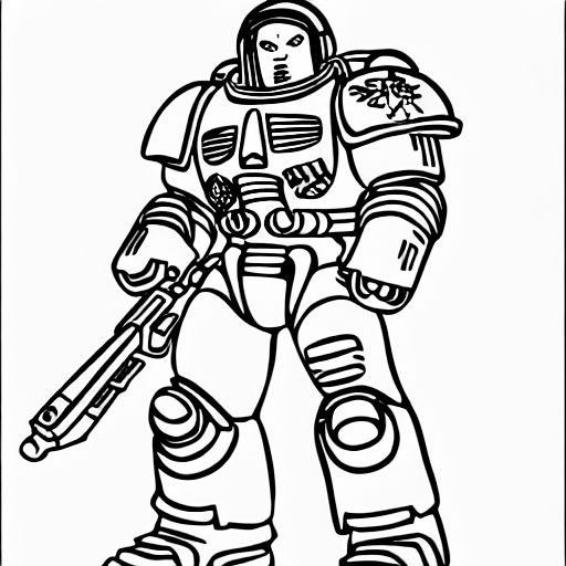 Coloring page of space marine