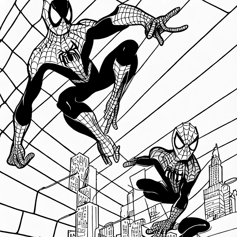 Coloring page of spiderman on kindergarden