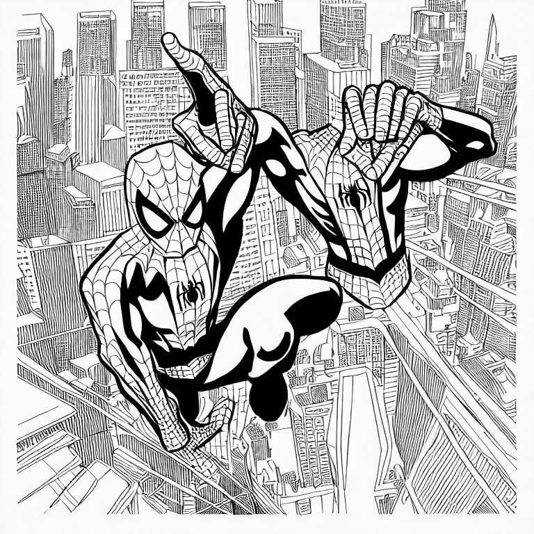Coloring page of spiderman shopping