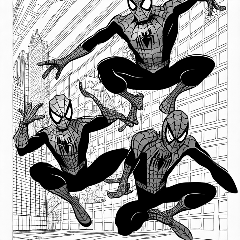 Coloring page of spiderman shopping