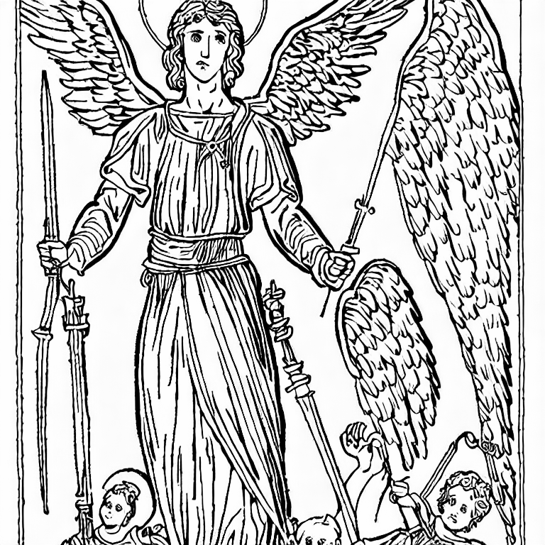 Coloring page of st michael the archangel
