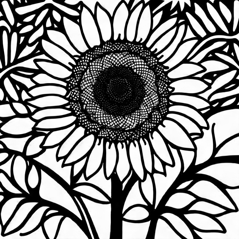 Coloring page of sunflower