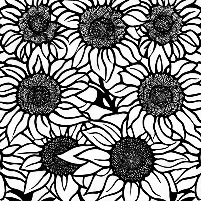 Coloring page of sunflowers