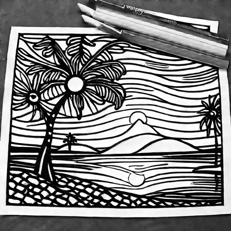 Coloring page of sunset