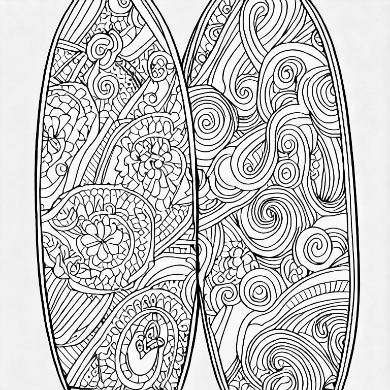 Coloring page of surf board