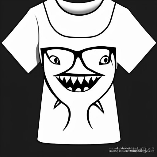 Coloring page of t shirt for funny shark mom with glasses