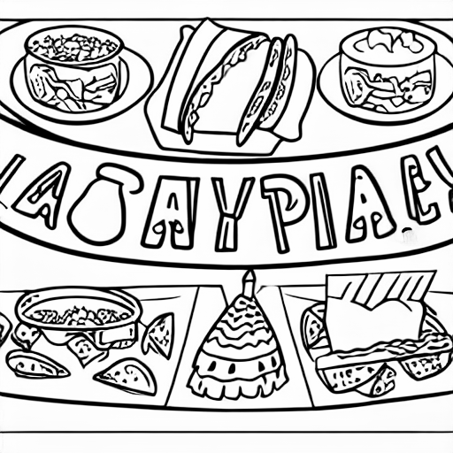 Coloring page of taco party