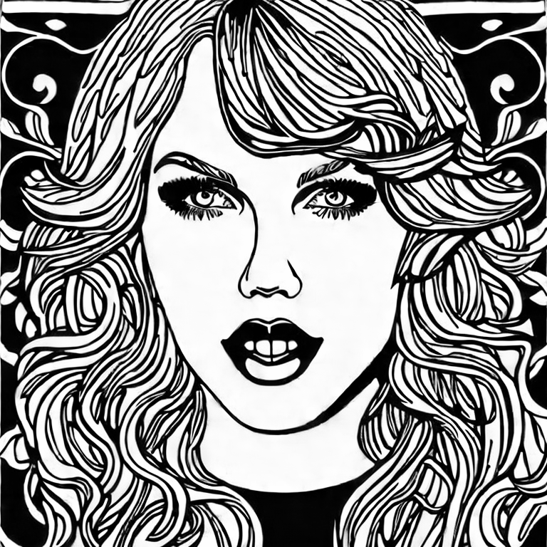 Coloring page of taylor swift
