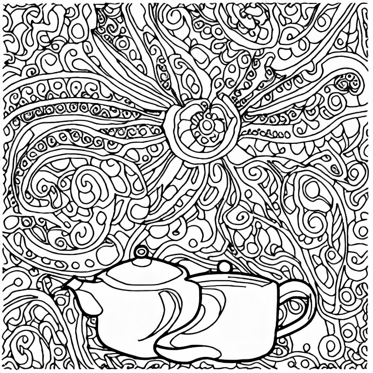 Coloring page of tea