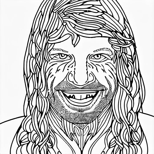 Coloring page of the aphex twin playing a picollo