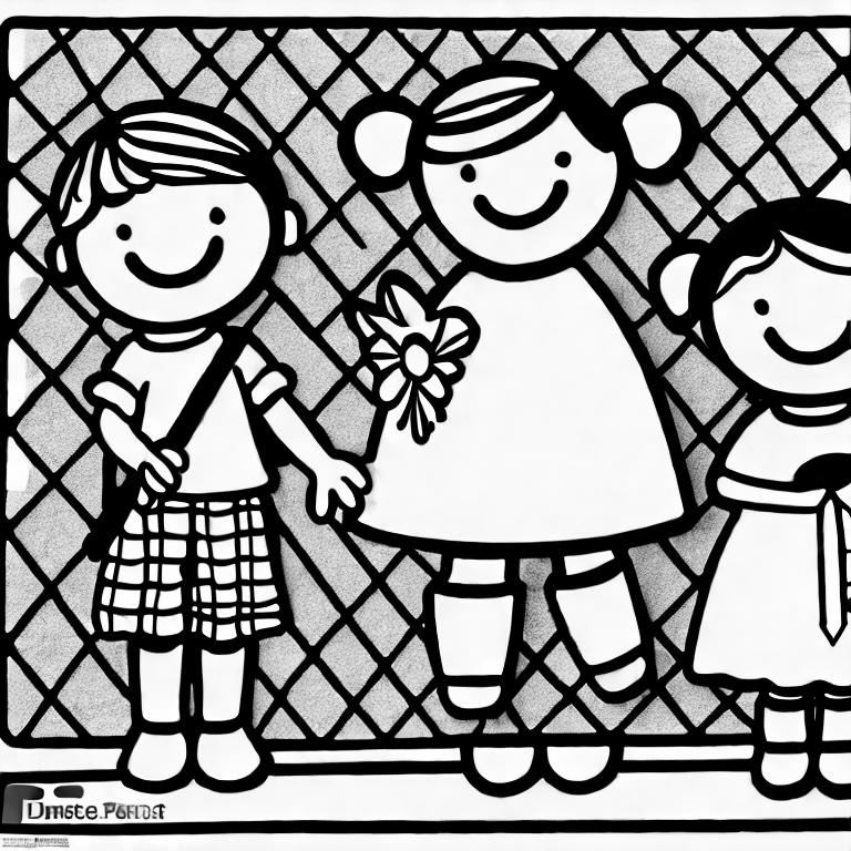 Coloring page of the first day at school