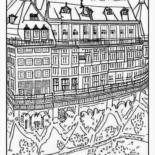 Coloring page of the grund luxembourg