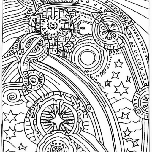 Coloring page of the heavens