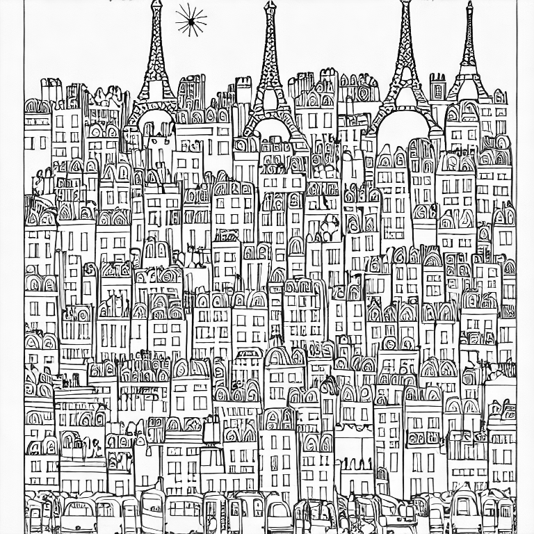 Coloring page of the paris metropolitan