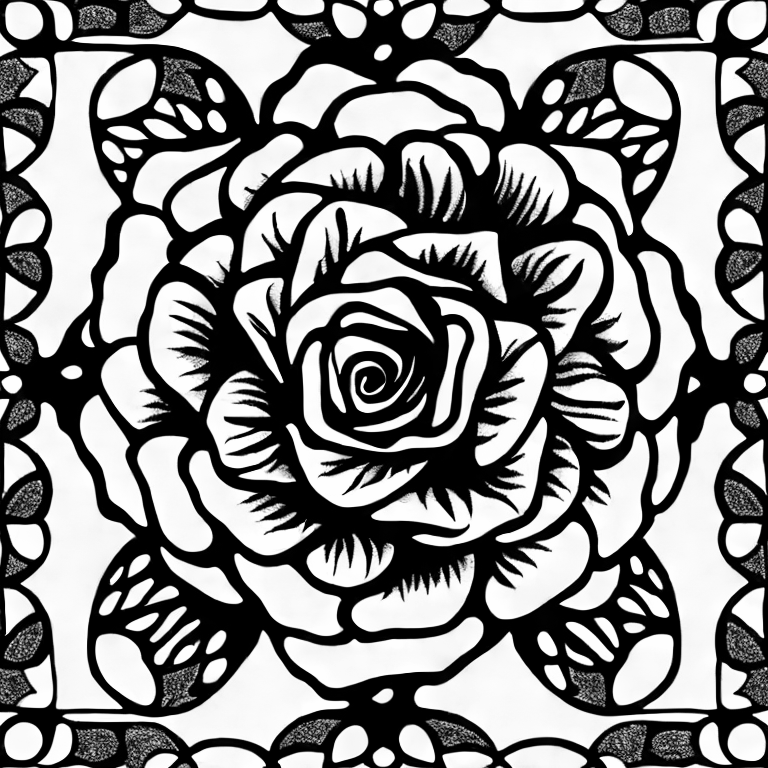 Coloring page of the rose