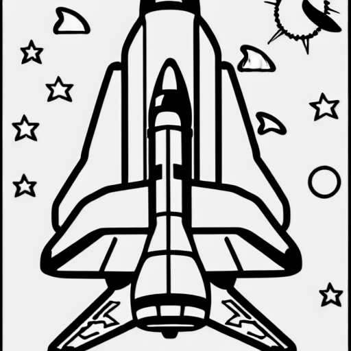 Coloring page of the space shuttle before launch