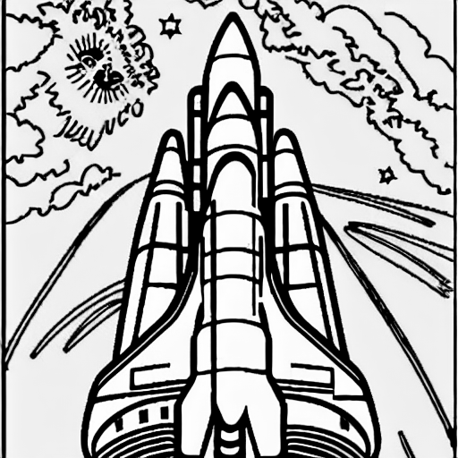 Coloring page of the space shuttle launch