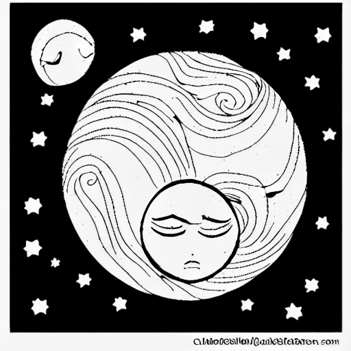 Coloring page of the sun and the moon