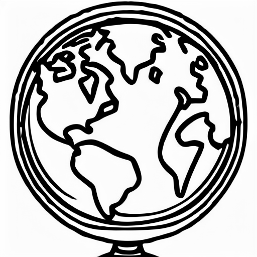 Coloring page of the world in a bowl
