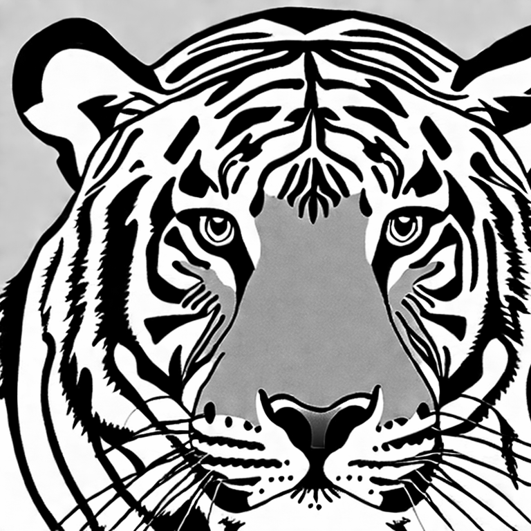 Coloring page of tiger and zoo