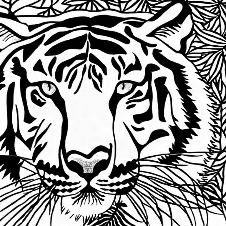 Coloring page of tiger balines and zoo