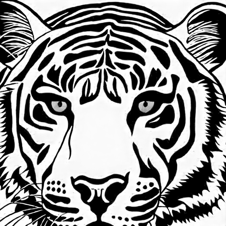 Coloring page of tiger cabby white