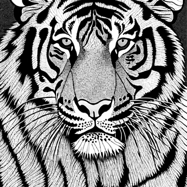 Coloring page of tiger cabby white collor