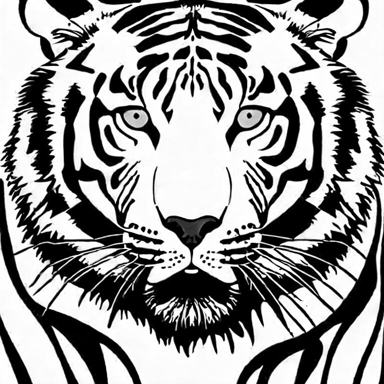 Coloring page of tiger handrawed