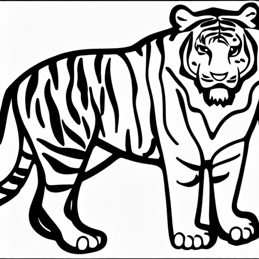 Coloring page of tiger on a island