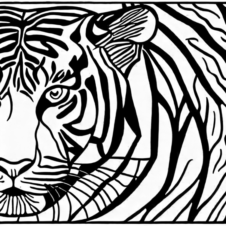 Coloring page of tiger standing