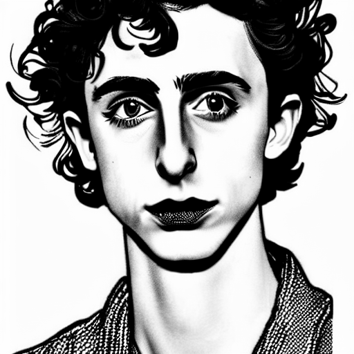 Coloring page of timothee chalamet