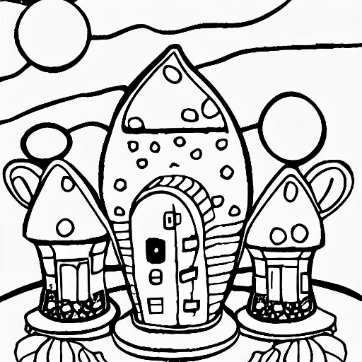 Coloring page of toadstool houses