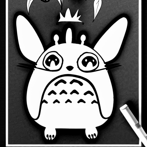 Coloring page of totoro as a fly