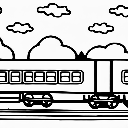 Coloring page of train in the sky