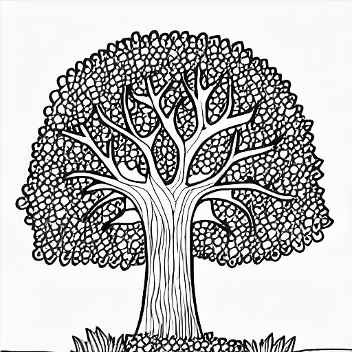 Coloring page of tree with a door